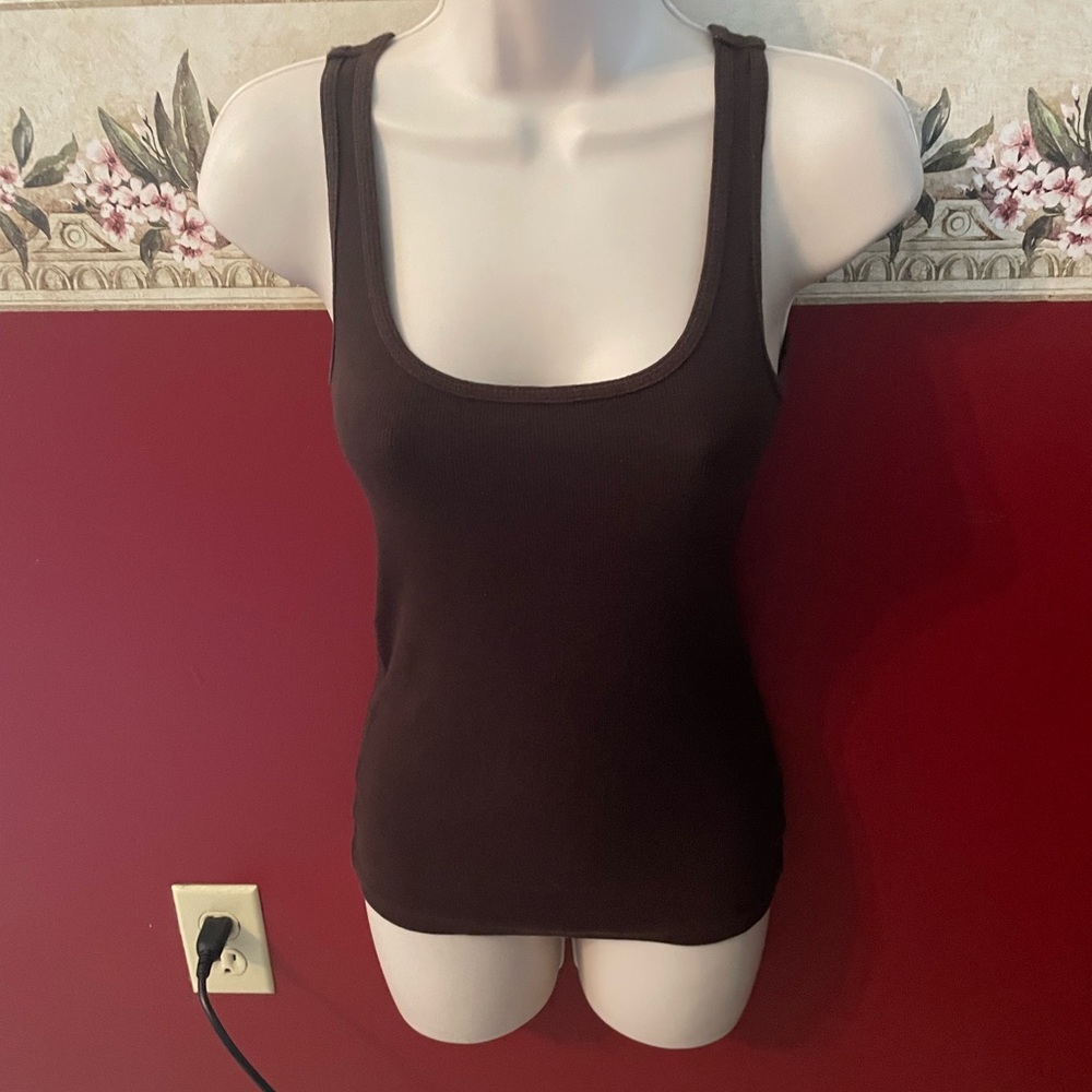Faded Glory Dark Brown Scoop Neck Ribbed Tank